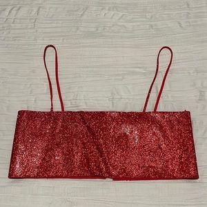 Zara red rhinestone crop top